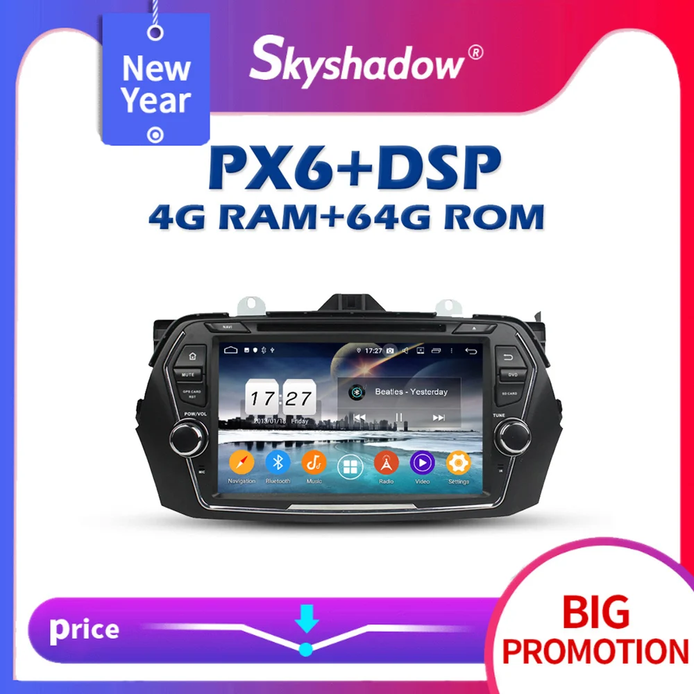 Автомобильный DVD-плеер 720P DSP IPS Android 10 0 PX6 4G + 64G GPS карта RDS автомобильное радио Wifi
