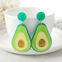 1pair stud avocado earring diy acrylic crafts fashion jewelry for children and women gift