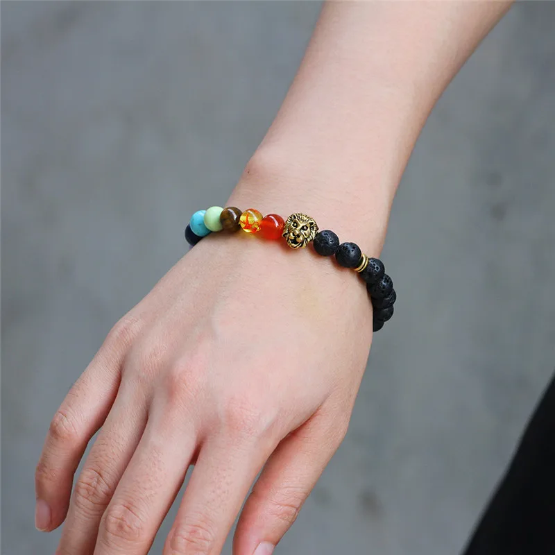 Браслет из натурального лавового камня для мужчин и женщин Ювелирное Украшение