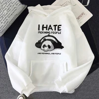 cute panda sleeps print hoodie oversized sweatshirt warm vintage pullover for woman fashion korean loose round neck hoody female