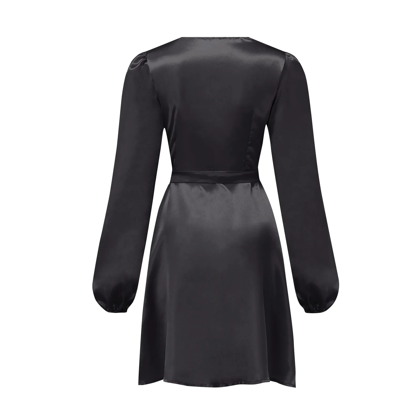 Женское платье размера плюс однотонное с пышными рукавами оборками на пуговицах