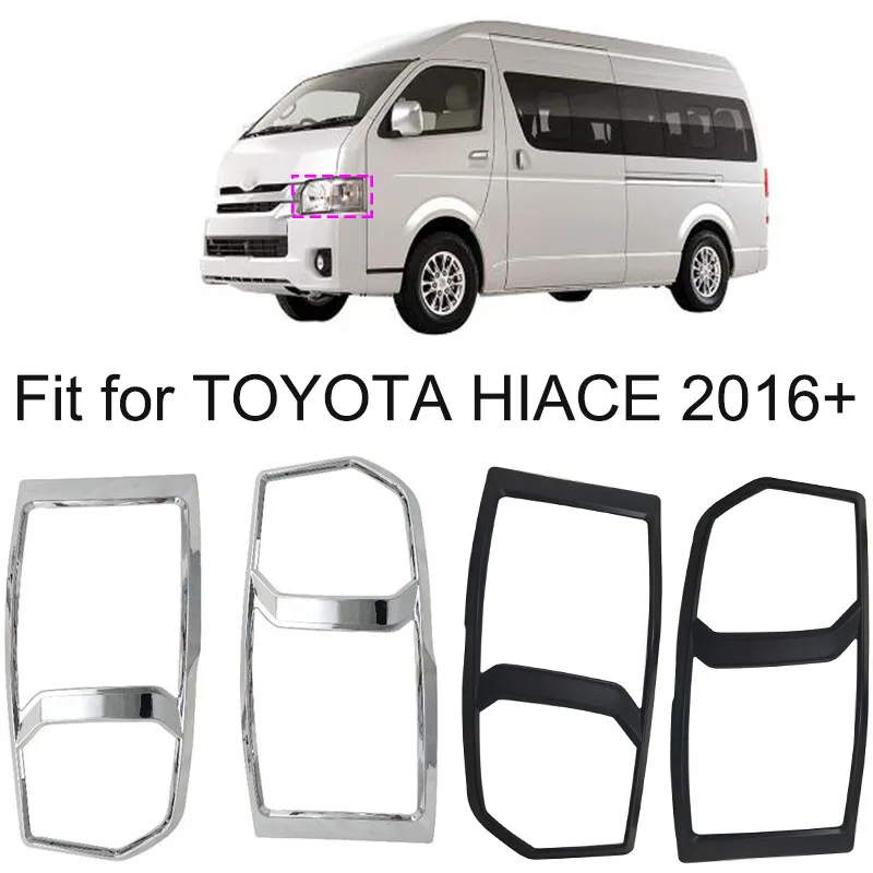2 шт. для Toyota Hiace 2016 ABS Хромированная матовая черная накладка на фару накладные