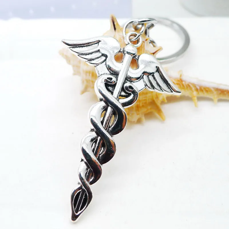 

Creative Alloy Keychain Cute Large Wings Snake Ancient Silver Jewelry Pendant Car Gift Pendant Keychain
