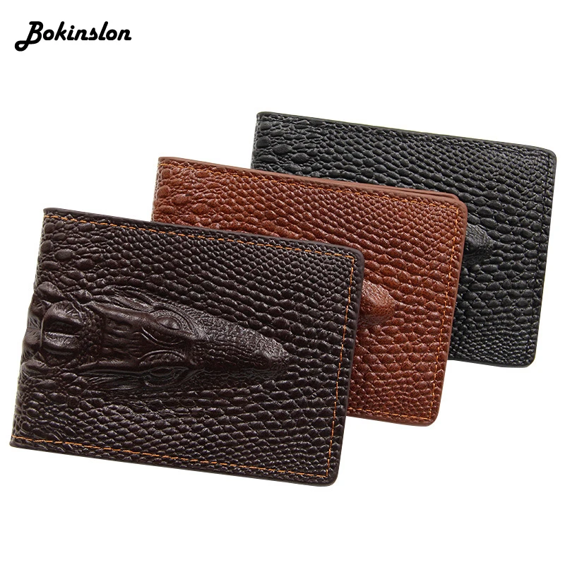 Bokinslon, мужской кошелек, много карт, крокодиловый узор, ручка, кошелек, мужской, двойной, для документов, модный кошелек, мужской