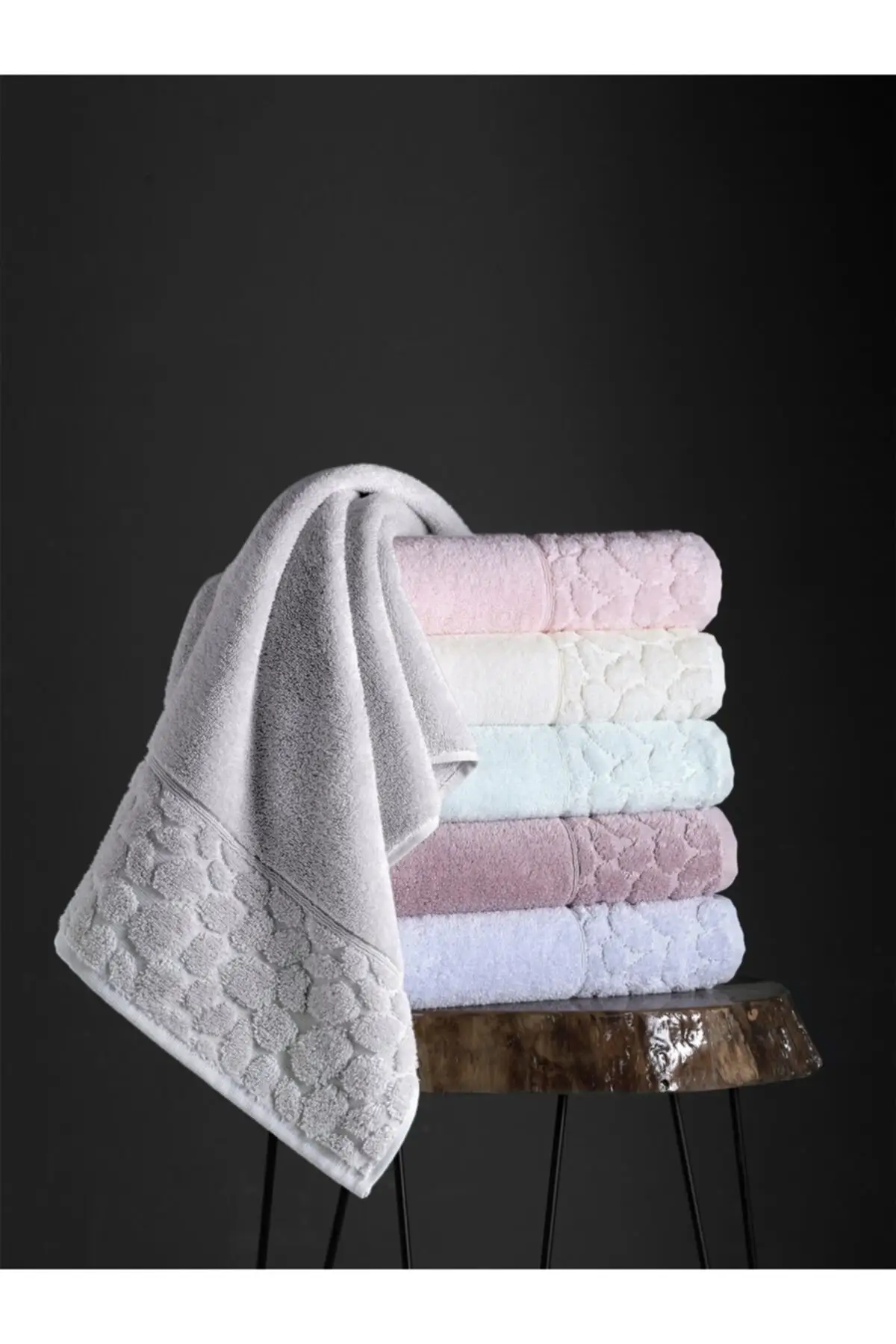 

Premium Microcotton100 % Cotton Stone Patterned 70x140 cm High Weight Face Towel, Bath Towel, towel Set 6 Pieces Bathroom ,Towel