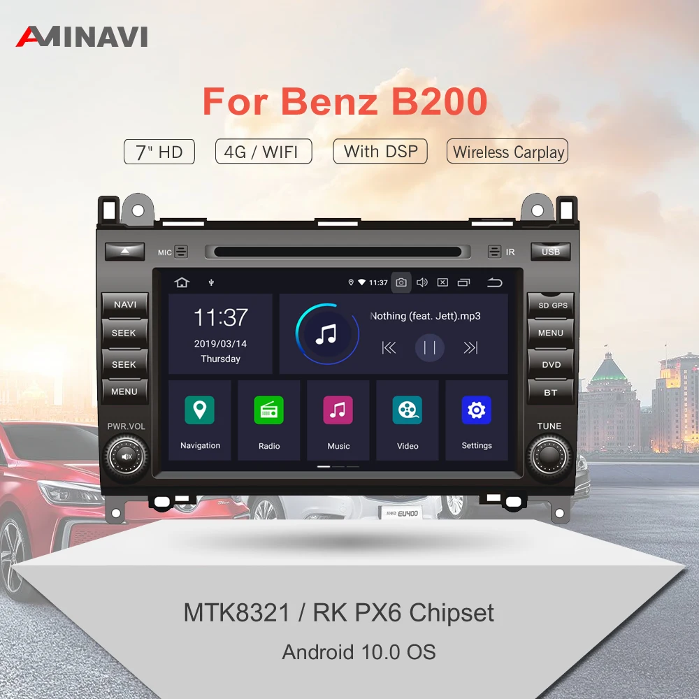 7 &quotPX6 автомобильный радиоприемник 2 DIN Android 10 для Mercedes Benz B200 Авто Аудио Atereo