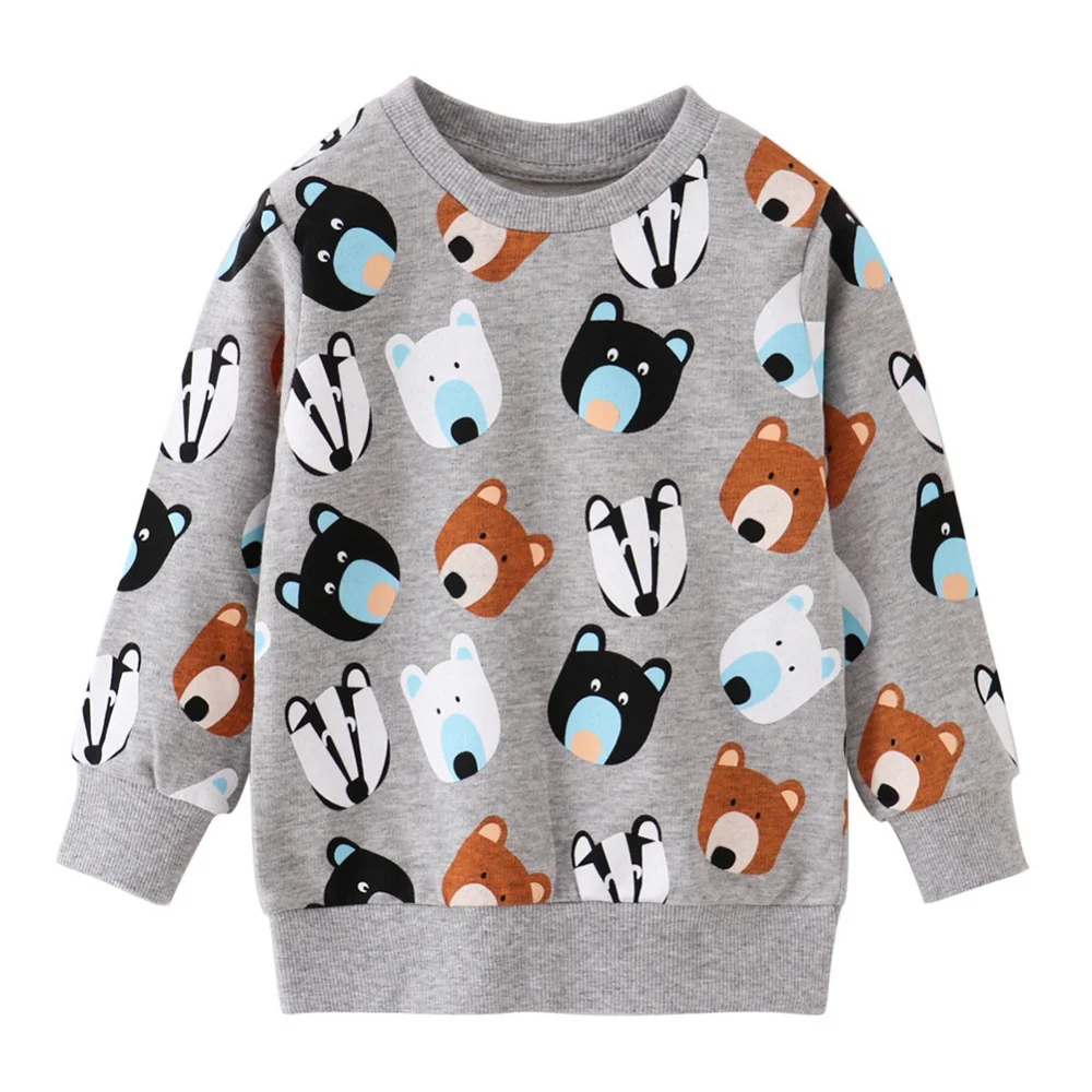 

Осенний свитер Bobora для маленьких мальчиков и девочек, пуловер с длинным рукавом и принтом, повседневные топы
