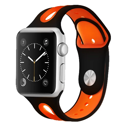 black orange Спортивный ремешок для apple watch pulseira apple watch 4, 3, 5, ремешок 44 мм, 40 мм, iwatch band 42 мм, 38 мм, браслет correa, ремешок для часов - Цвет ремешка: black orange