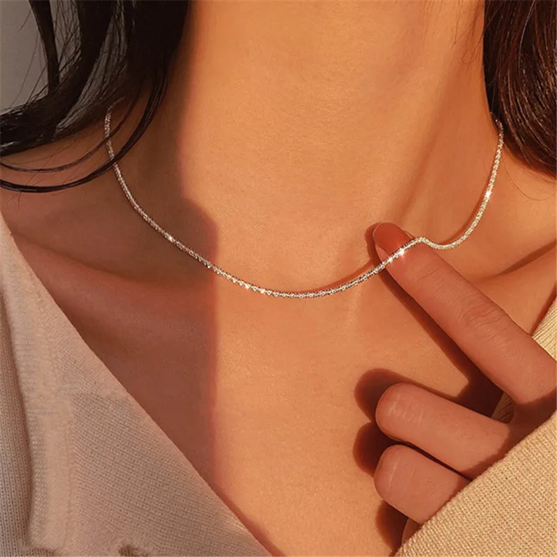 

Ablaze Silver All Over The Sky Star Necklace Collarbone Chain Fashion Contracted Female Senior Neck Chain Wedding Jewelry Gift