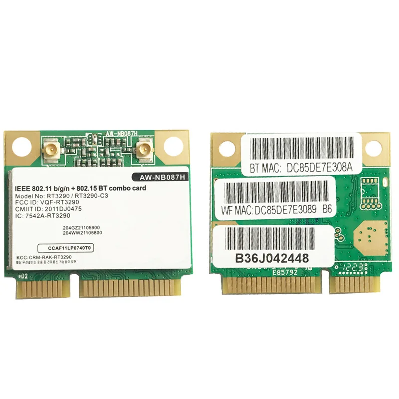

AW-NB087H RT3290 150Mbps 802.11B / N Media Mini PCIe Pci-Express BT3.0 Wlan Wireless Wifi Card
