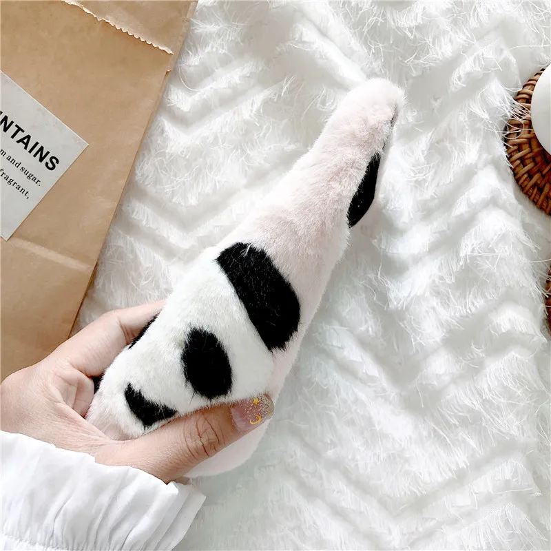 KJOEW теплый плюшевый пушистый чехол для телефона с пандой iPhone 11 Pro XS Max X XR 7 8 6 6s Plus