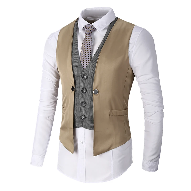 Hemiks мужская с v образным вырезом без рукавов Slim Fit Куртка деловой костюм рубашки