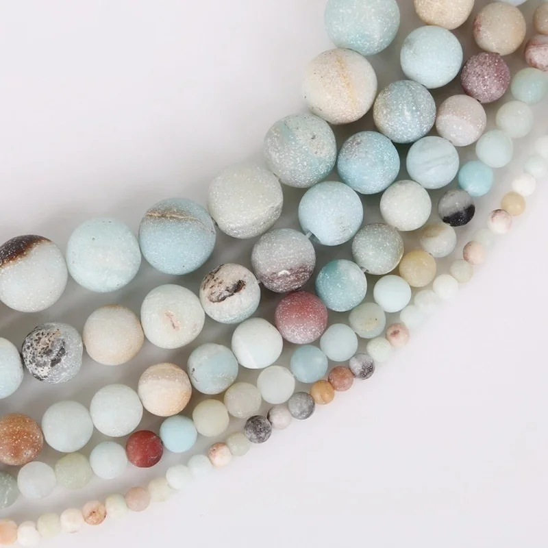 

Quality Matte Amazonite Loose Spacer Bead for Jewelry Making DIY Bracelet Accessories ( Pick Size 4 6 8 10 Mm )