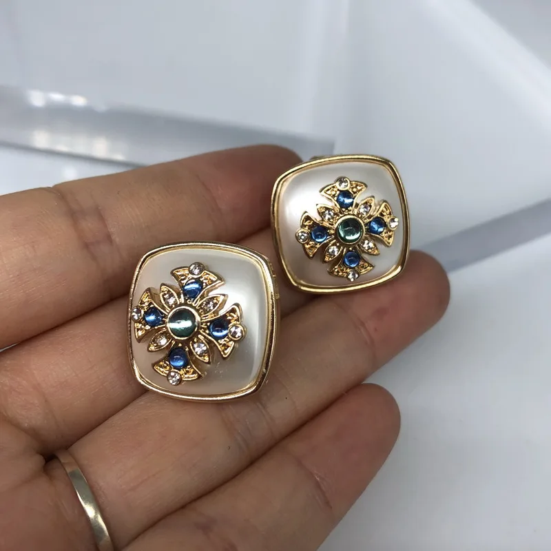 F. J4Z Модные женские серьги клипсы винтажные роскошные квадратные с искусственным