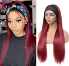 Бразильские прямые волосы флуоресцентные 1B 99J Омбре бордовые Реми человеческие волосы парики шарф безклеевые флуоресцентные для черных женщин