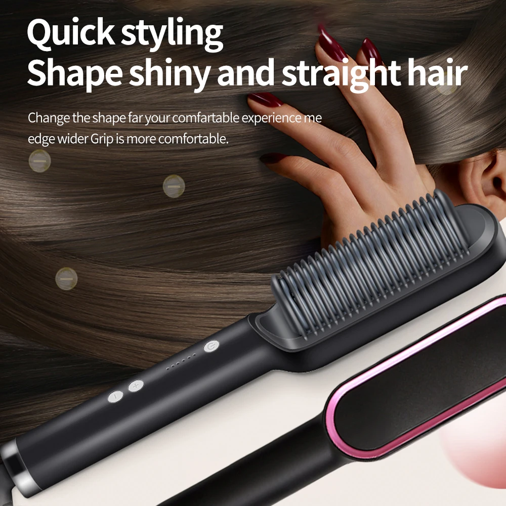 

Professional Hair Straightener Brush Ceramic Electric Straightening Beard Brush Men Fast Heating Beard Straightener Comb Styler