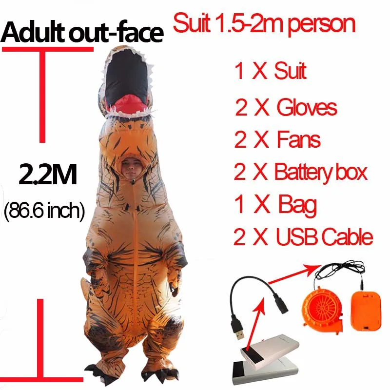 Adult Out-face T Rex Карнавальный костюм для женщин t rex, динозавр, костюм T-Rex, Пурим, для взрослых, мужчин, на Хэллоуин, надувной костюм динозавра T Rex для детей, женщин - Цвет: Adult Out-face T Rex