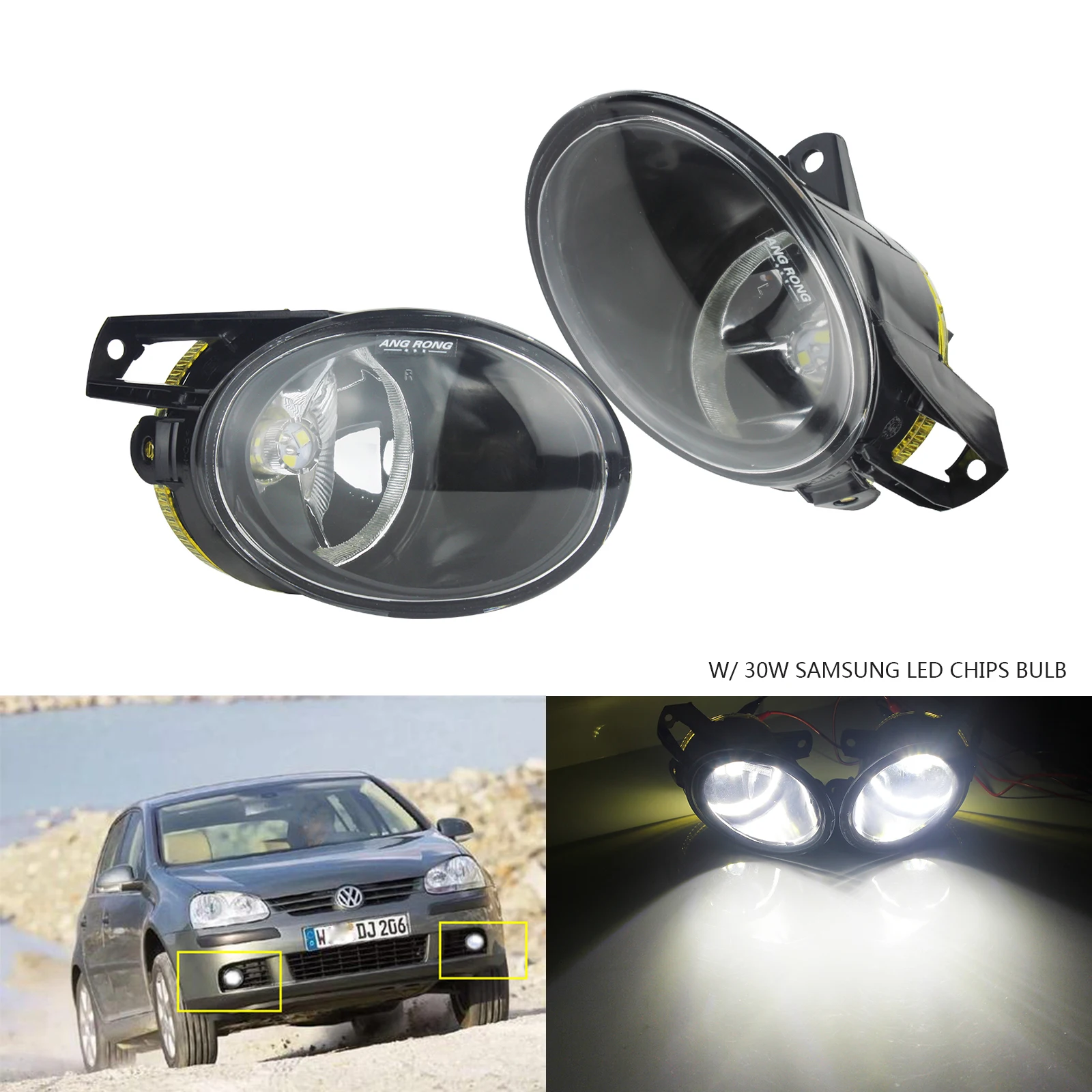 Светодиодный фонарь для переднего бампера ANGRONG 30 Вт L & R VW Passat 3C B6 2006 10|Фара авто в