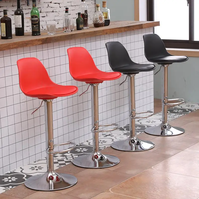 Пластиковый барный стул подъемный современный минималистичный высокий спинка