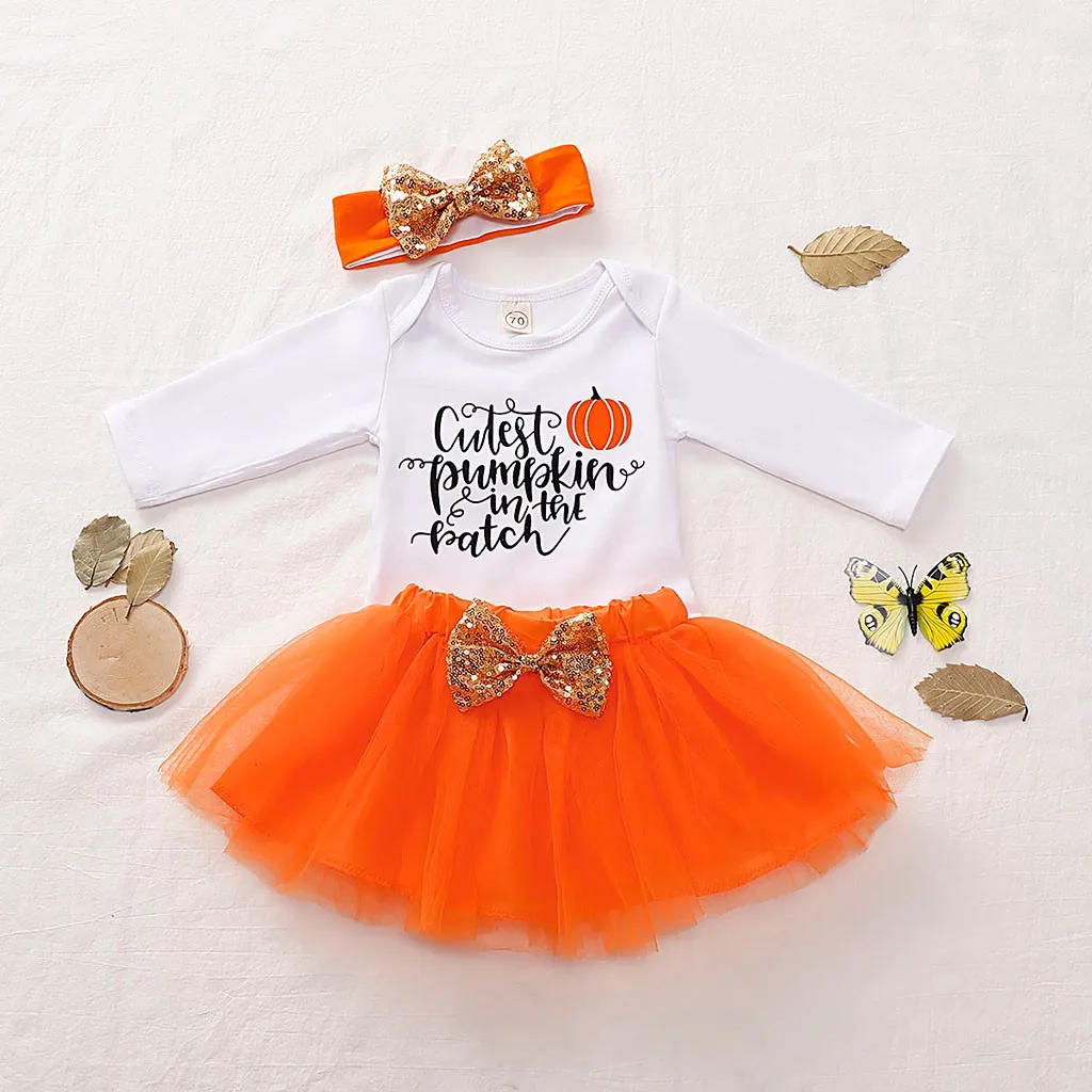 Комплект одежды Одежда для малышей Комбинезон с принтом тыквы на Хэллоуин