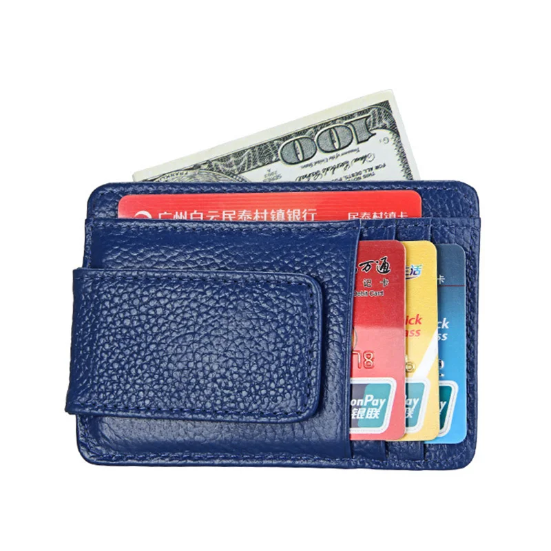 Модный мужской кошелек из натуральной кожи зажим для денег магнитный женщин