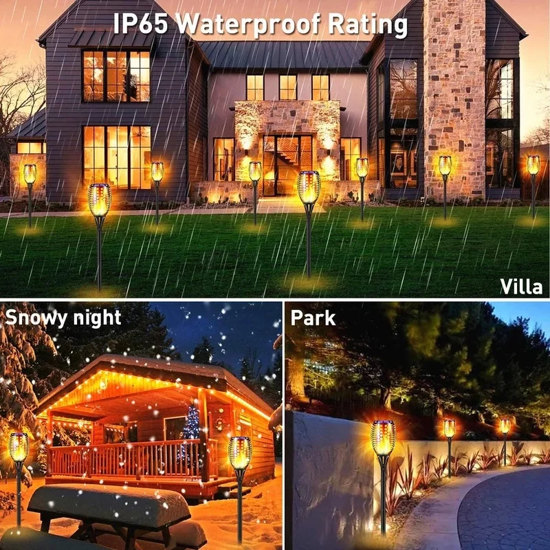 

33 LED Solar Garden Light Outdoor Waterproof Flicker Torch LED Solar Ground Lights Holiday Flame Lawn Lights for Garden Path