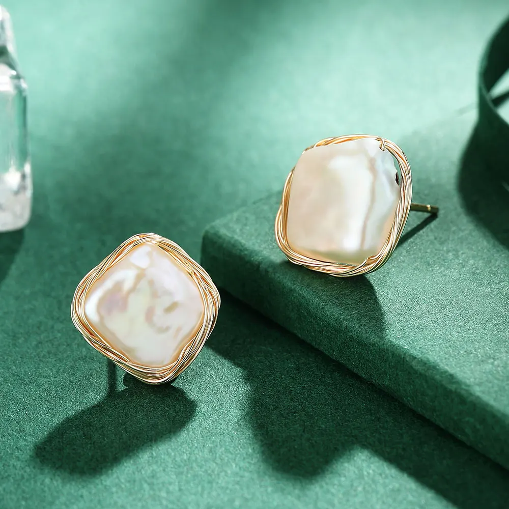 Viennois Silver Color Stud Earrings White Pearl Earring for Women Jewelry | Украшения и аксессуары