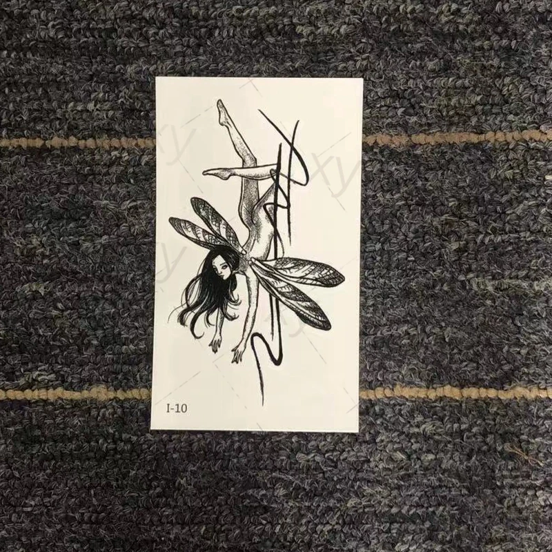 Водостойкая Временная тату-наклейка Стрекоза сексуальная с длинными волосами