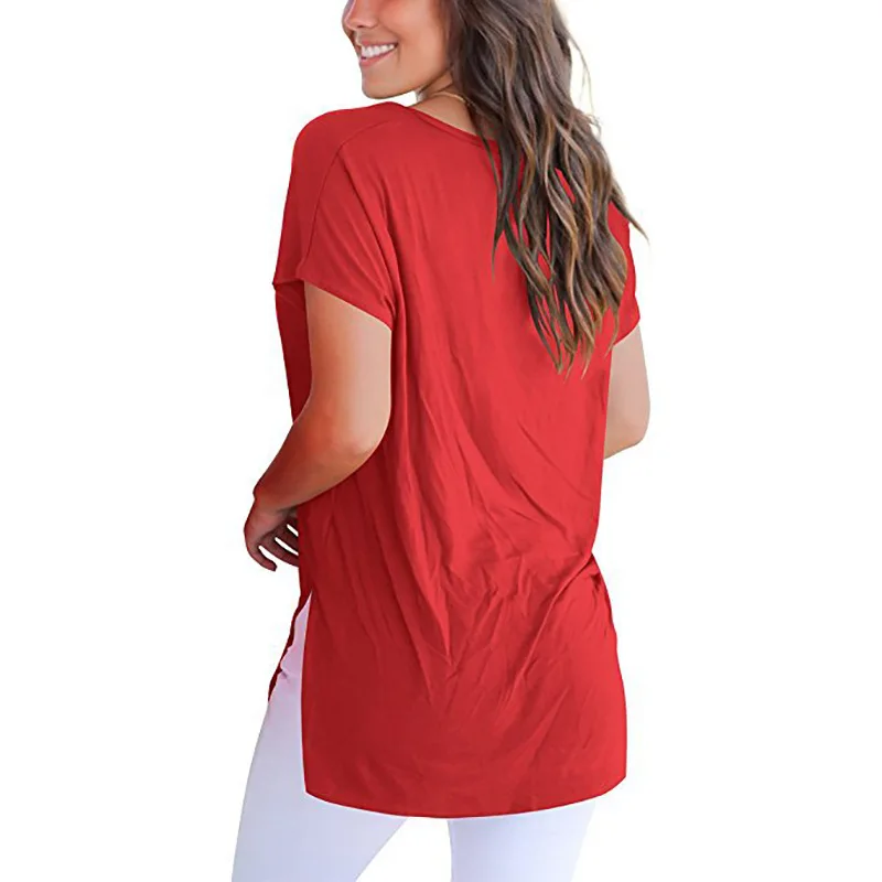 Летние женские футболки с коротким рукавом и v образным вырезом XXL Свободная
