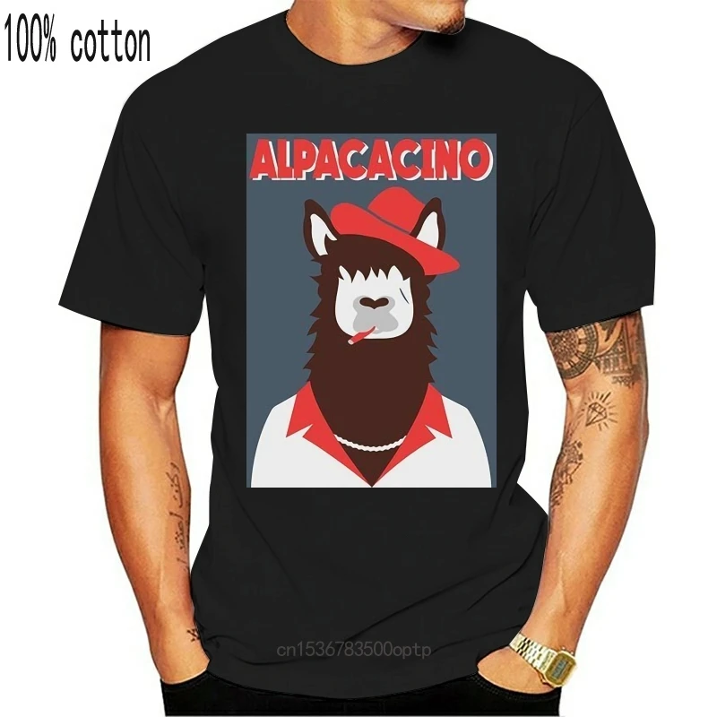 

New Alpacacino T-shirt Funny Al Pacino Llama Gift Top Fathers Day Say Hello Scarface