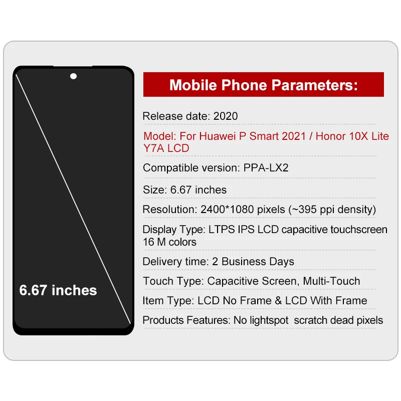original for huawei p smart 2021 lcd y7a display touch screen digitizer for honor 10x lite display replacement parts free global shipping