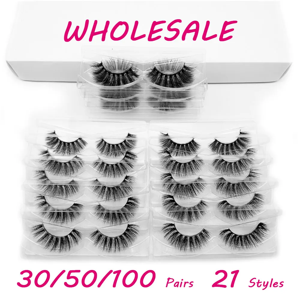 

Wholesale lashes 30/50/100 Pairs 3D Mink Lashes Bulk Natural False Eyelashes Hand Made Makeup Eye Lashes 3D Mink Eyelashes