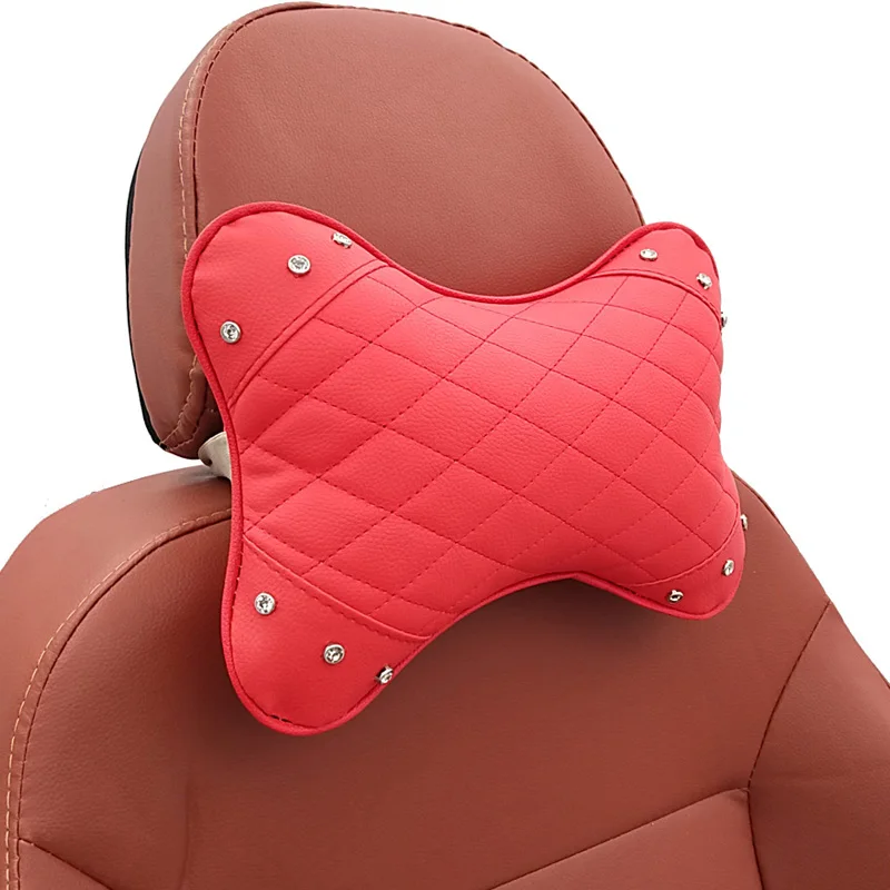 Подушка для автомобильного подголовника из искусственной кожи с кристаллами