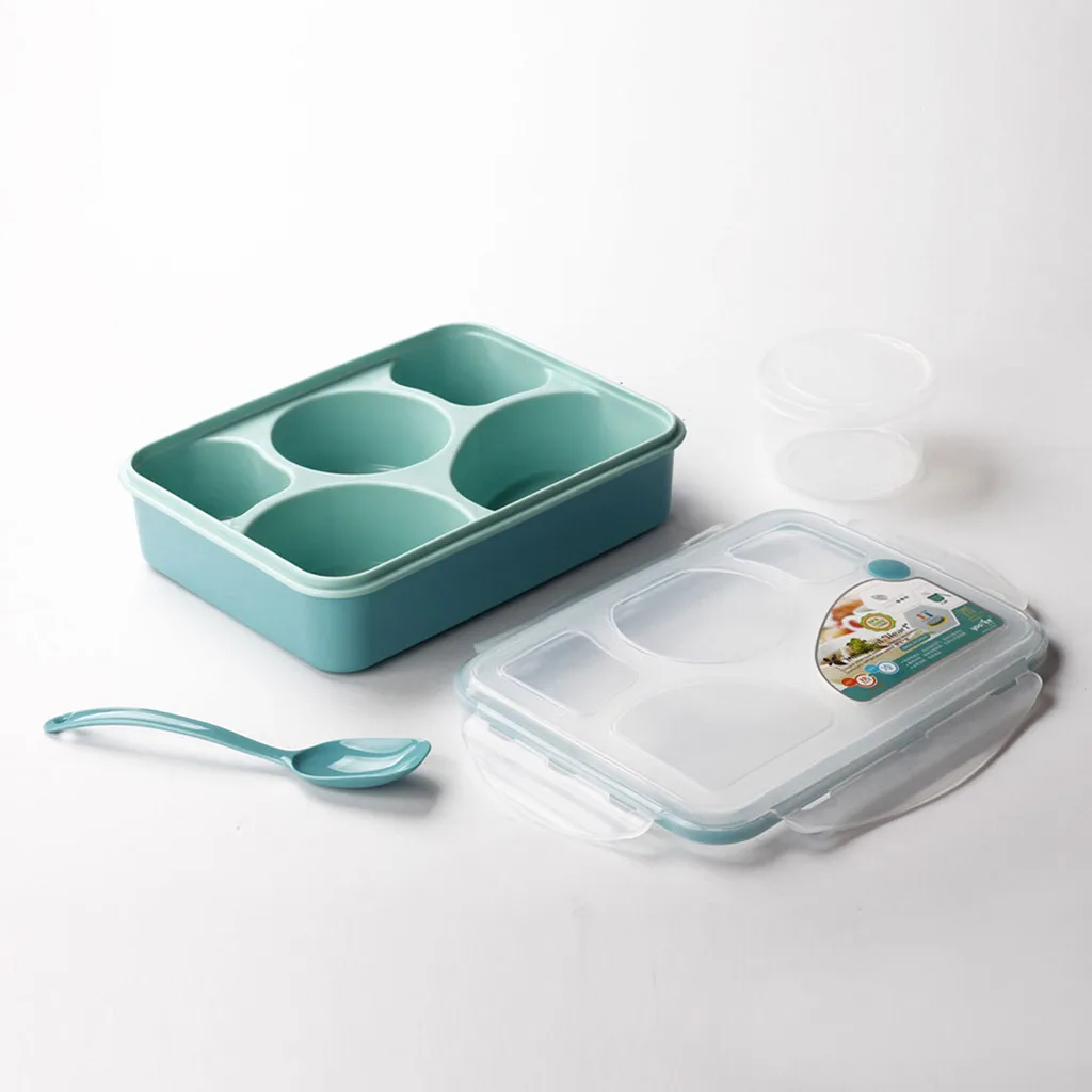 Квадратный складной Ланч бокс для микроволновой печи с подогревом пять