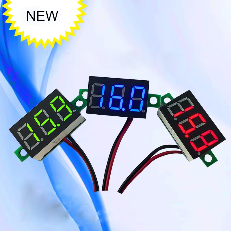 

1 Pcs Digital Voltmeter LED Display Mini 2/3 Wires Voltage Meter Ammeter High Accuracy Red/Green/Blue DC 0V-30V 0.36"