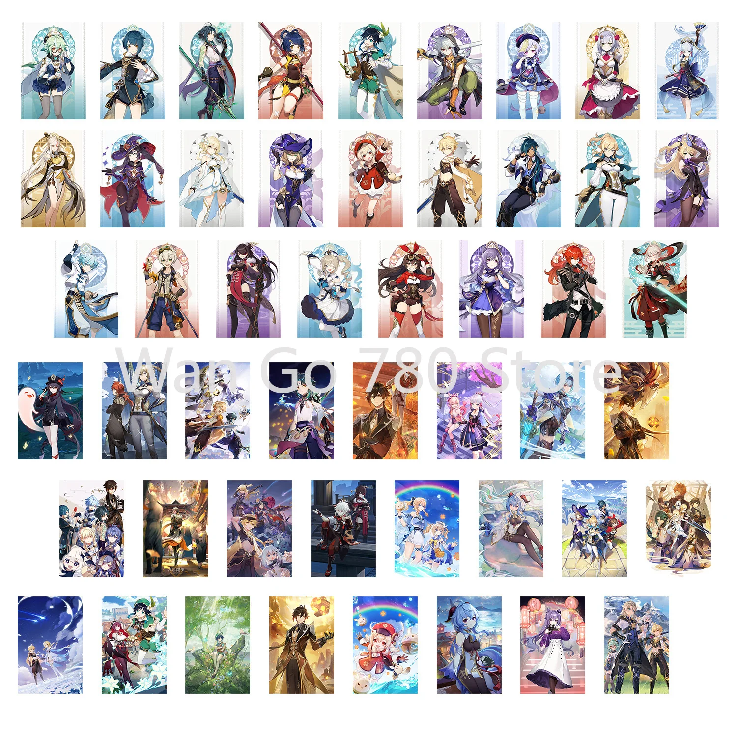 

50Pcs Famous Game Genshin Impact Popular Anime Character for Wall Collage Kit Color Prints Room Decor Postcard for Bedroom Props