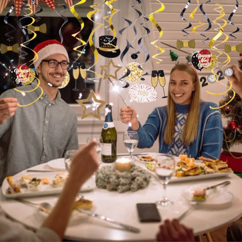 30 шт. подвесные колпаки декоративный комплект черный и золотой с новым год