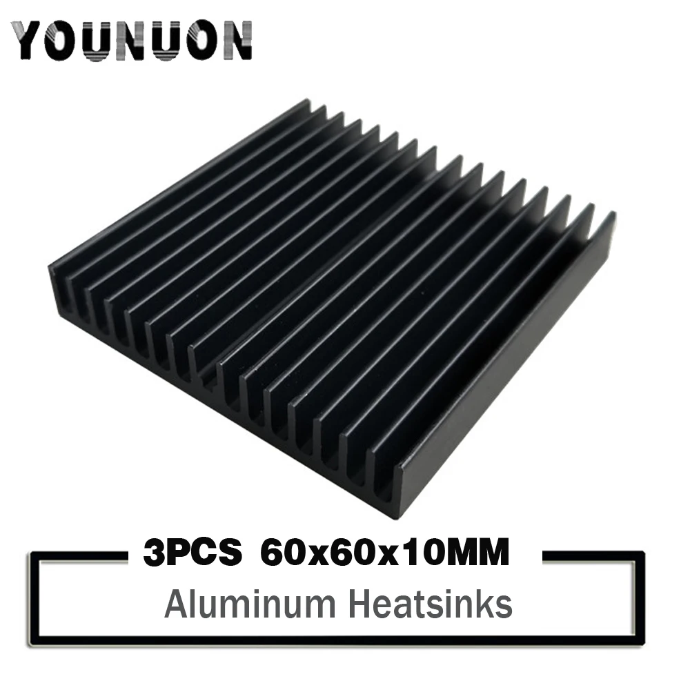 Черный кулер YOUNUON 60x60x10 мм 3 шт. алюминиевый радиатор чип радиатора для IC