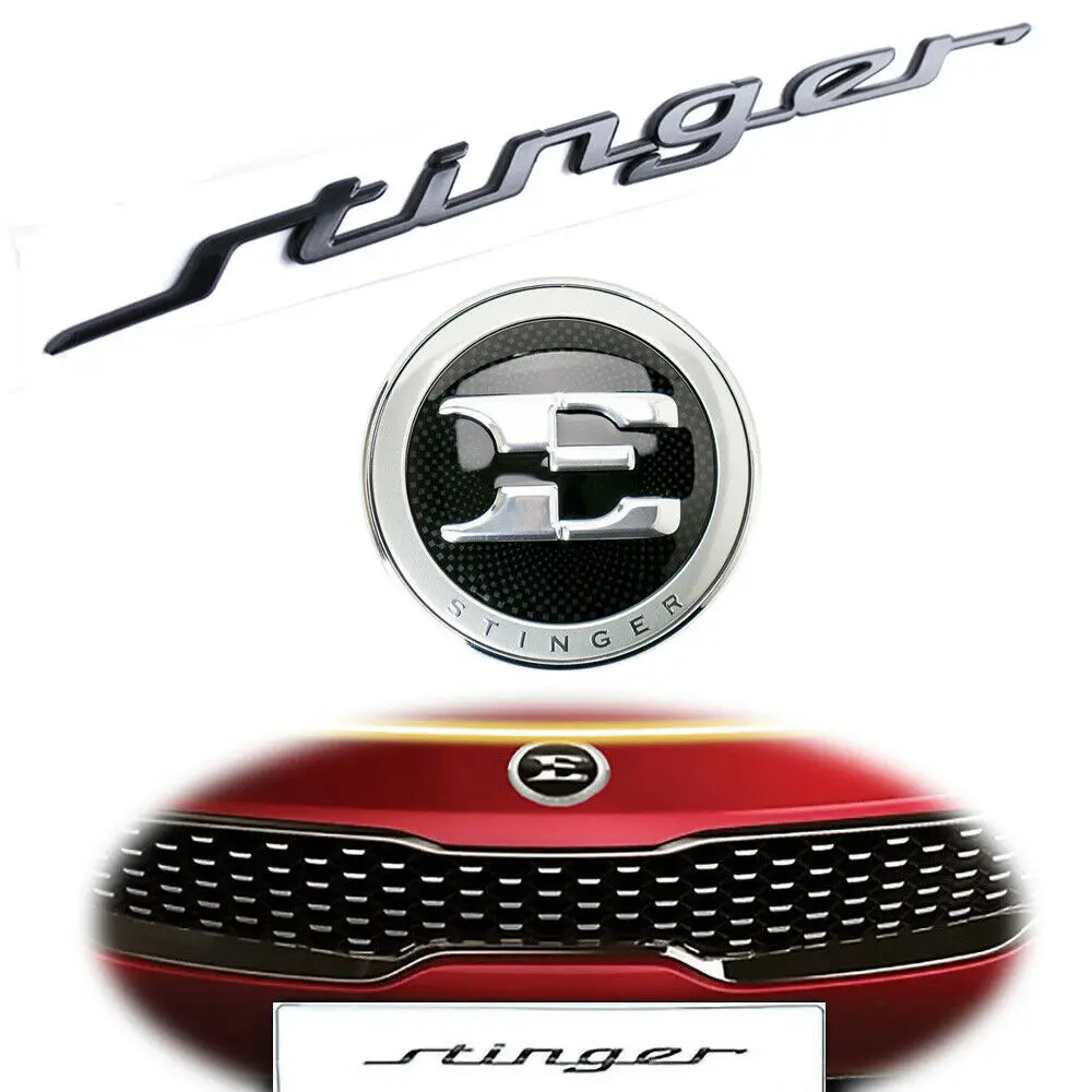 

3D Car Front Hood E Head Logo Glossy Black Rear Trunk Emblem Badge Trim Cover for Stinger GT LINE Car Styling Accessories