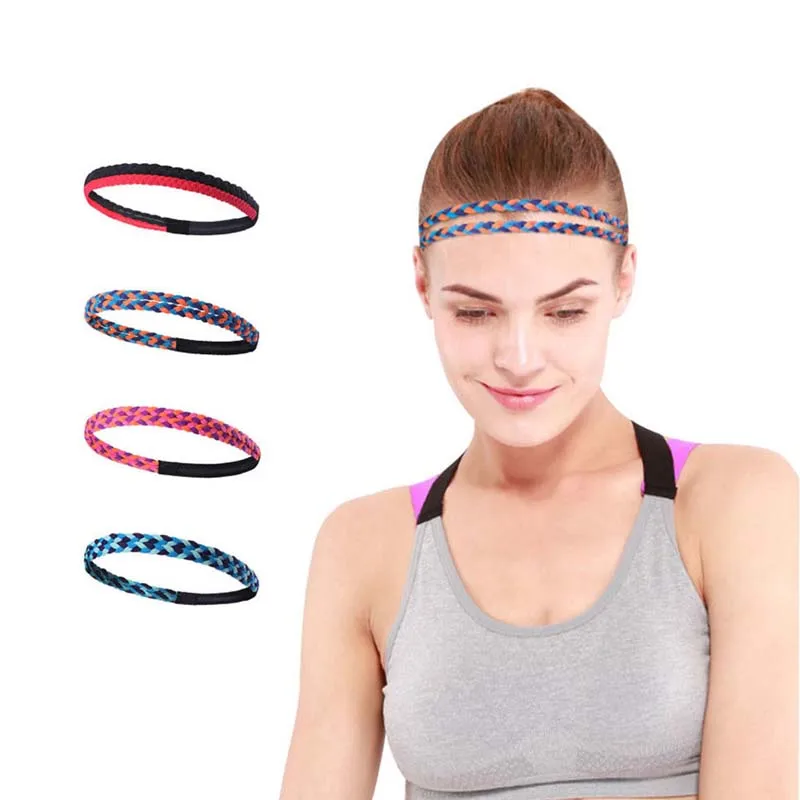 

New Women Men Running Hair Bands Weave Elastic Yoga Sweatband Fitness Sweat Bands Sport Silicone Antiskid Headband 1 PCS