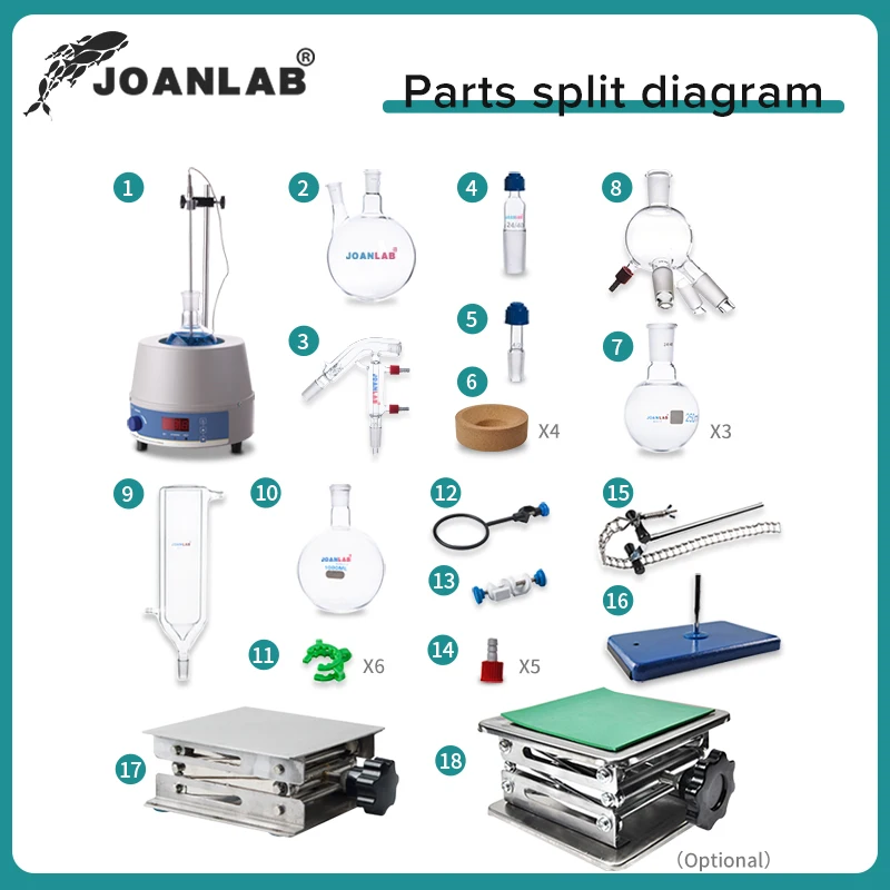 Лабораторное оборудование JOANLAB Комплект для дистилляции с коротким путем