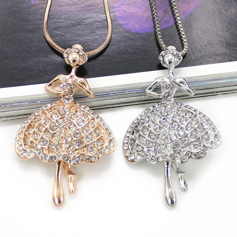 Новинка 2020 подвеска Стразы ангельская девушка цепочка на свитер ожерелье для