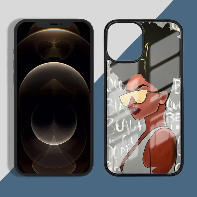 

black girl African Beauty Phone Case PC for iPhone 11 12 pro XS MAX 8 7 6 6S Plus X 5S SE 2020 XR