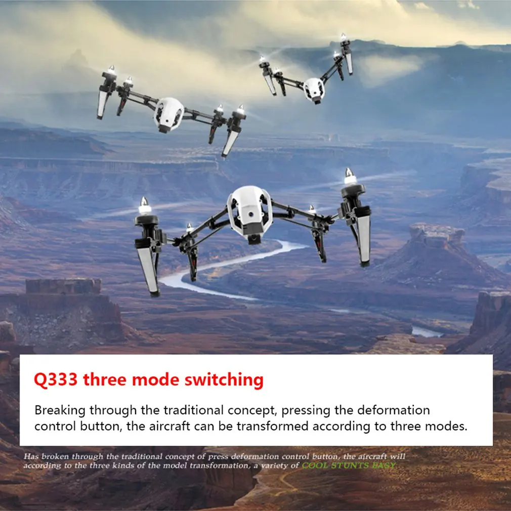 Wltoys Q333 Drone Three-stage Deformation Aerial Four-axis Aircraft Real-time Image Transmission Drone FPV RC Helicopter