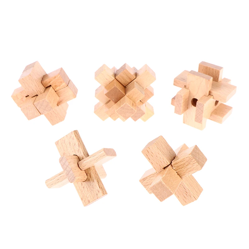 Design IQ Brain Teaser Kong Ming Lock 3D Wooden Interlocking Burr Bamboo Puzzles Game Toy For Adults Kids | Игрушки и хобби