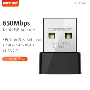 Двухдиапазонный беспроводной адаптер Comfast 650 Мбитс 2,4 и 5,8 ГГц, USB, антенна 802.11AC для ноутбука, настольного компьютера, приемника переменного тока CF-811AC