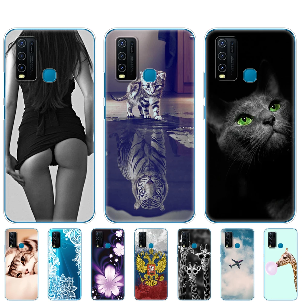 

For Vivo Y30 Y50 Case Soft TPU Silicon Cover For Vivo Y 30 50 Coque Protective Bumper Shell Bag cute black cat