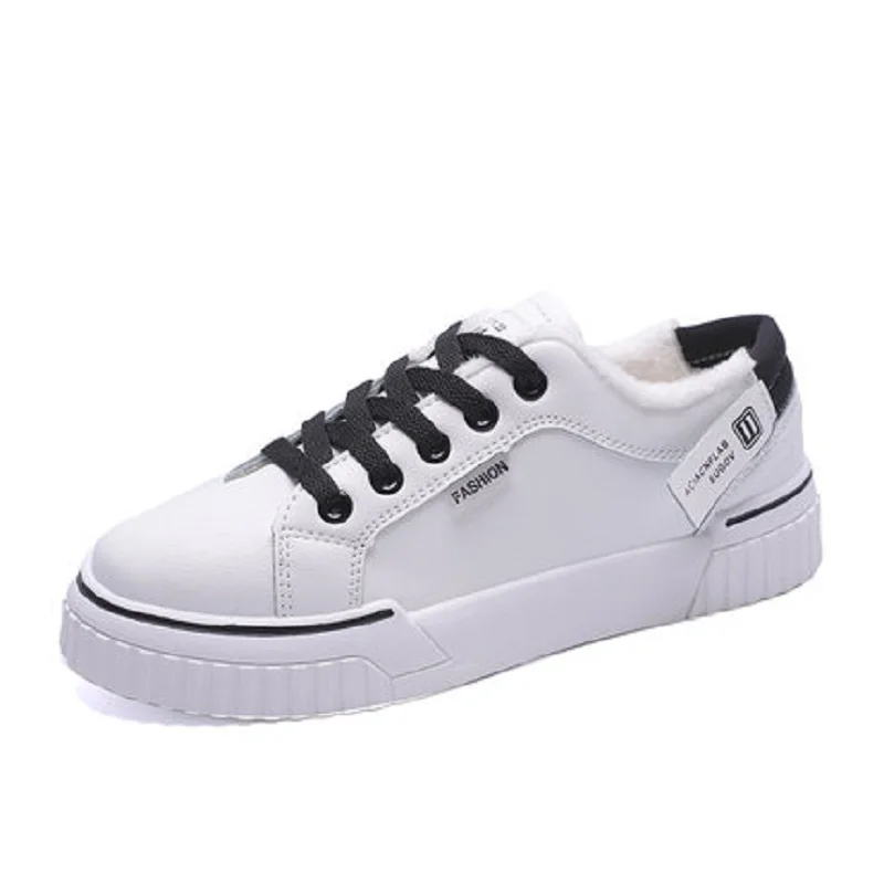 Женская хлопковая обувь с бархатной подкладкой белая повседневная на осень и