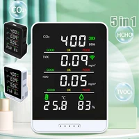 co2 meter 5 in1 digital temperature humidity sensor tester air quality monitor carbon dioxide tvoc hcho gas detector