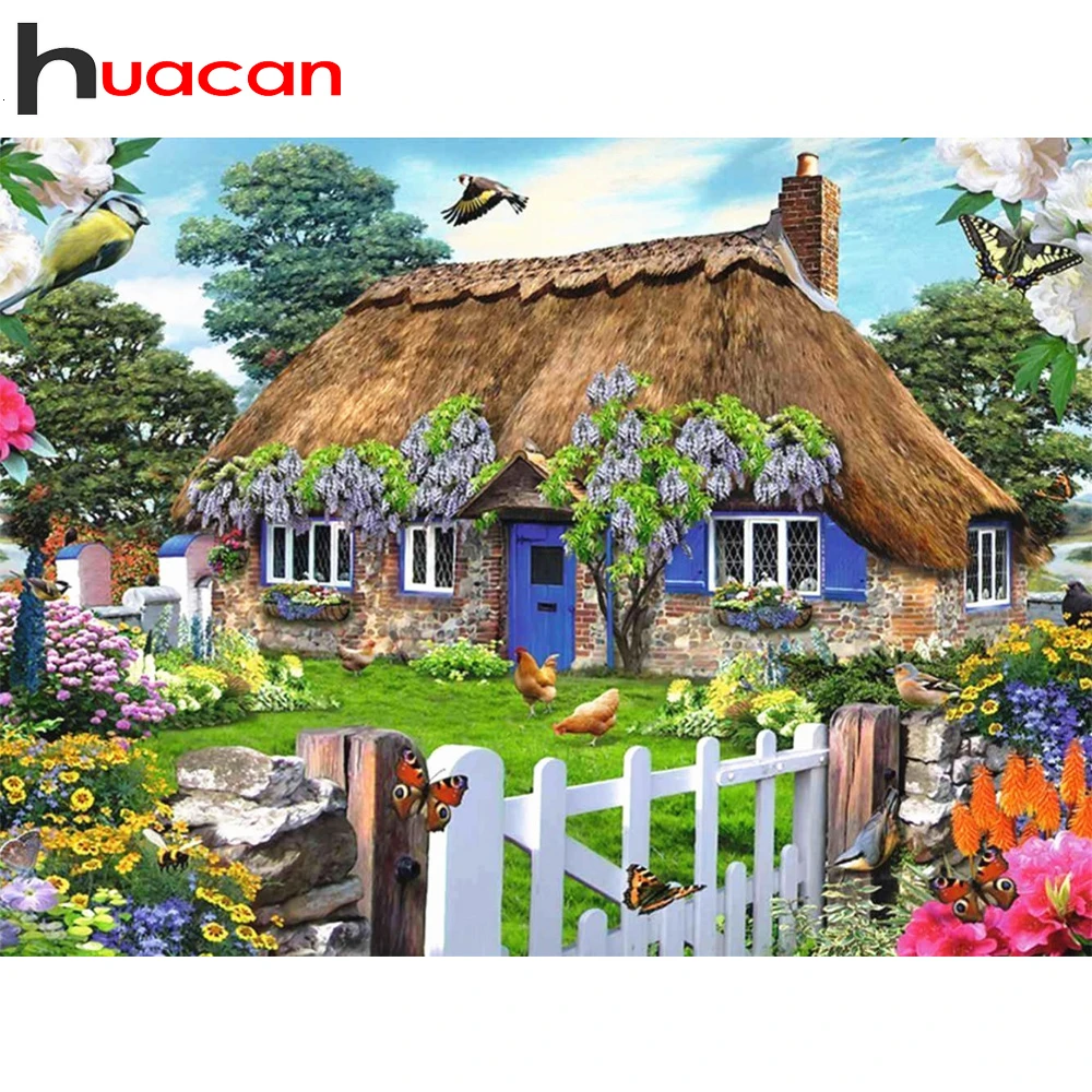 Алмазная картина Huacan, пейзаж на ферме, стразы, Алмазная мозаика, набор, квадратный полный пейзаж, вышивка бисером, алмазная вышивка